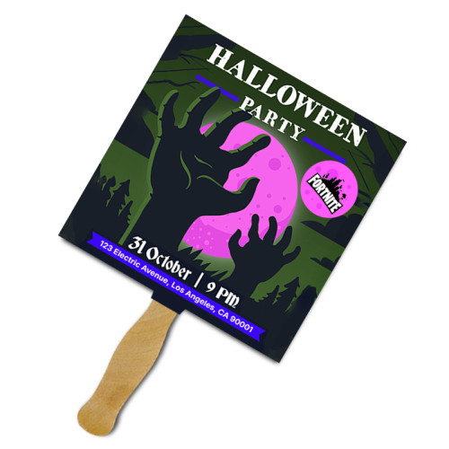8x8 Inch Rectangle Full Color One Sided Hand Fans - 16 pt